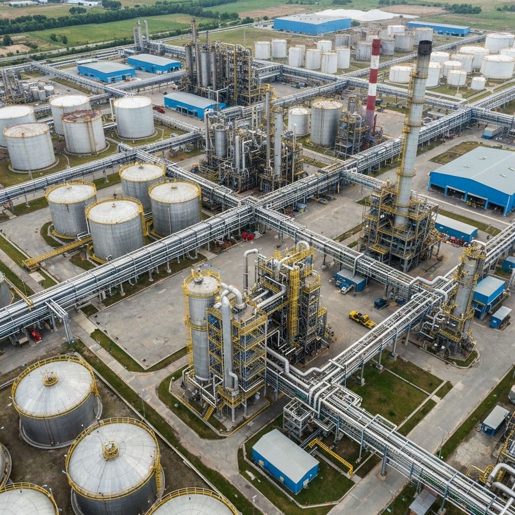 Chemical Manufacturing Plant Aerial View
